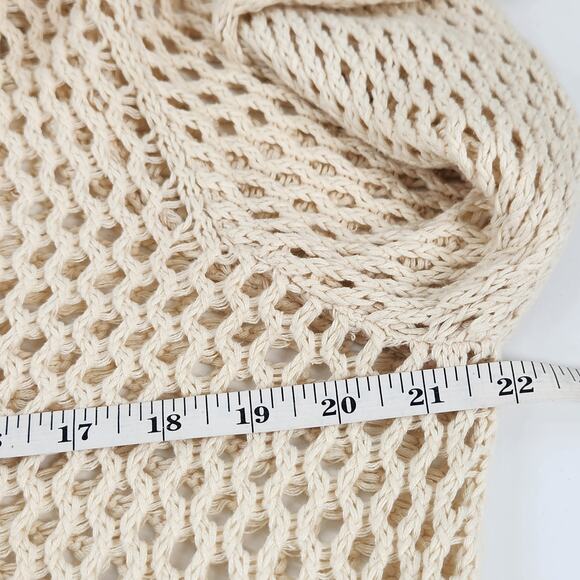 Urban Outfitters Zola Open Stitch Crop Sweater Size L Cream Boho Beachy Coastal - Picture 9 of 11